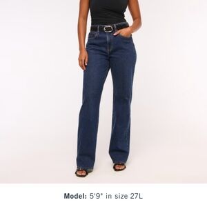 Abercrombie Fitch Curve Love High Rise 90s Relaxed Jean dark blue